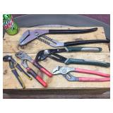 (5) CRAFTSMAN - MASTERFORCE - CRESCENT - VISE GRIP Adjustable Pliers