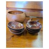 Teak Bowl, 2 Spoons and Tiny Bowls.