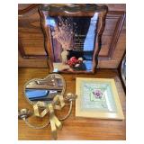 Wall Decorations Heart mirror with Candle Holder, Kitchen Prayer, Rose Art