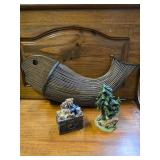 Fish Wall Hanging, Bear Trinket Box, Tree with Deer