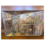 3D Copper Metal Wall Piece Depicting and Americana Frontier Scene