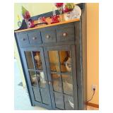 Canadel Blue Display Cabinet With Glass Doors - 4-Drawer Upper Section, Double Glass Doors, China Cabinet