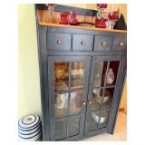 Canadel Blue Display Cabinet With Glass Doors - 4-Drawer Upper Section, Double Glass Doors, China Cabinet