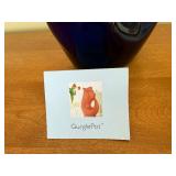 GurglePot Blue Ceramic Fish Pitcher Vessel - Dishwasher Safe, Made in China