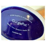 GurglePot Blue Ceramic Fish Pitcher Vessel - Dishwasher Safe, Made in China