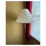 Brass 3-Arm Floor Lamp with White Fabric Shade - 60 in Tall