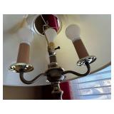 Brass 3-Arm Floor Lamp with White Fabric Shade - 60 in Tall