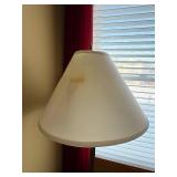 Brass 3-Arm Floor Lamp with White Fabric Shade - 60 in Tall