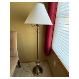 Brass 3-Arm Floor Lamp with White Fabric Shade - 60 in Tall