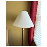 Brass 3-Arm Floor Lamp with White Fabric Shade - 60 in Tall