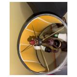 Pair of Vintage Burgundy-Column Table Lamps With Vine Motif, 32-Inch Tall, Black Shades