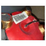 Pair of Vintage Burgundy-Column Table Lamps With Vine Motif, 32-Inch Tall, Black Shades