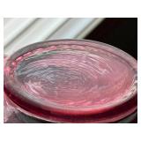 Fenton Pink Ruffled Glass Bowls with Hobnail Texture - Lot of 3