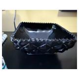 White Floral Milk-Glass Box, Cake Stand with Lid, Heart Paperweight & Black Dish