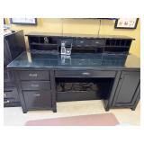 Martin Black Desk with Glass Top, Hutch