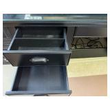 Martin Black Desk with Glass Top, Hutch