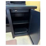 Martin Black Desk with Glass Top, Hutch