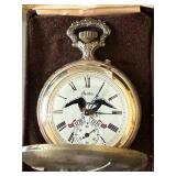 Sears Bicentennial Pocket Watch 1776-1976 Eagle Dial in Display Box