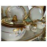Bavaria Porcelain Dinnerware Set - Gold Trim, Floral Motif, Tea Service