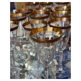 Champagne Flutes Coupe Style and Wine Glasses with Gold Rims - Clear Glass Stemware Set