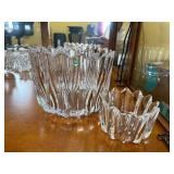 Orrefors Crystal Cut Glass Bowls - Large & Small, Scalloped Petal Rim, 7 in & 5 in