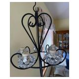 Black Wrought Iron Crystal Chandelier Candle Holder - 4-Light With Glass Orb Shades