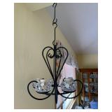Black Wrought Iron Crystal Chandelier Candle Holder - 4-Light With Glass Orb Shades