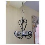 Black Wrought Iron Crystal Chandelier Candle Holder - 4-Light With Glass Orb Shades