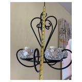 Black Wrought Iron Crystal Chandelier Candle Holder - 4-Light With Glass Orb Shades