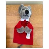 Steiff Hand Puppet Mouse - Grey Plush with Red Tunic & White Collar