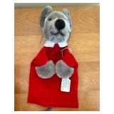 Steiff Hand Puppet Mouse - Grey Plush with Red Tunic & White Collar