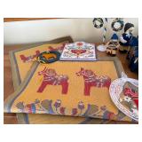 Dalecarlian Dala Horse Decor Lot - Sweden Rosemaling Tile, Candles & Ornaments