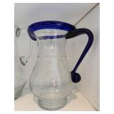 Glass Carafes - 3-Piece Clear Set with Blue Accents