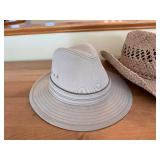 TwentyOne Men LA Gray Fedora - Doreman Pacific Seagrass Straw Hat - Red Head Fedora