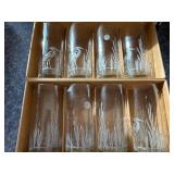 Etched Glass Tumblers - Heron & Cattails Pattern - 8-Piece Set - Made in USA