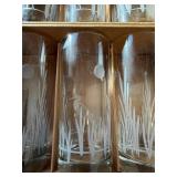 Etched Glass Tumblers - Heron & Cattails Pattern - 8-Piece Set - Made in USA