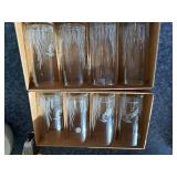 Etched Glass Tumblers - Heron & Cattails Pattern - 8-Piece Set - Made in USA