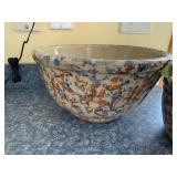 Ceramic Planter Bowls Set of 3 - Speckled Blue & Rust Glaze, Drainage Holes