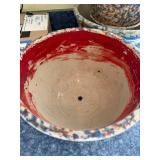 Ceramic Planter Bowls Set of 3 - Speckled Blue & Rust Glaze, Drainage Holes