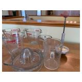 Pyrex Glass Measuring Cups Set with Citrus Juicer & Anchor Hocking Jar - Vintage Kitchenware