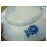 Blue & White Transferware Porcelain Tureen with Lid, Plate & Tall Vase - Floral Pattern