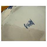 Blue & White Transferware Porcelain Tureen with Lid, Plate & Tall Vase - Floral Pattern