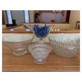 Crystal Glass Bowls & Compote - 4-Piece Cut-Pattern Set