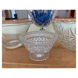 Crystal Glass Bowls & Compote - 4-Piece Cut-Pattern Set