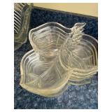 Clear Glass Bowls Set - Ribbed Leaf Pattern, Serving & Dessert Bowls