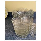 Clear Glass Bowls Set - Ribbed Leaf Pattern, Serving & Dessert Bowls