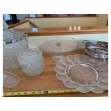 Crystal Cut Glass Serving Set - Lidded Sugar Jar, Cake Stand, Compote, Plate