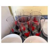 Playing Card Suit Glass Tumblers - 9 Clear Card-Theme Cups with Bowls & Plates