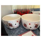 Playing Card Suit Glass Tumblers - 9 Clear Card-Theme Cups with Bowls & Plates