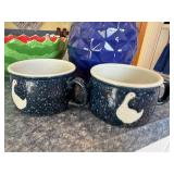 Soma Pineapple Cookie Jar - Fruit Punch Pattern, Includes 2 Navy Mugs & Green Exterior/Red Interior Bowl